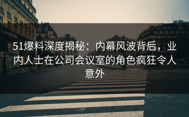 51爆料深度揭秘：内幕风波背后，业内人士在公司会议室的角色疯狂令人意外